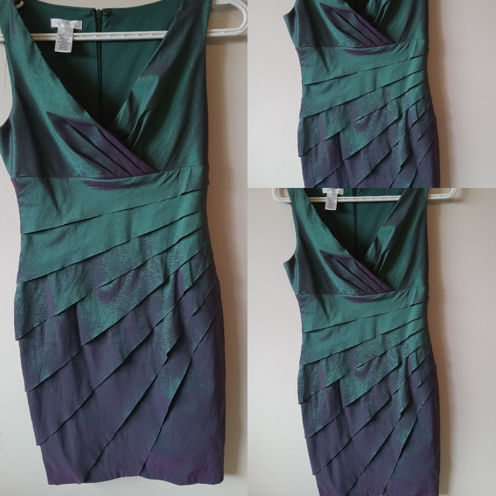 London Times Size 4 green & purple dress
